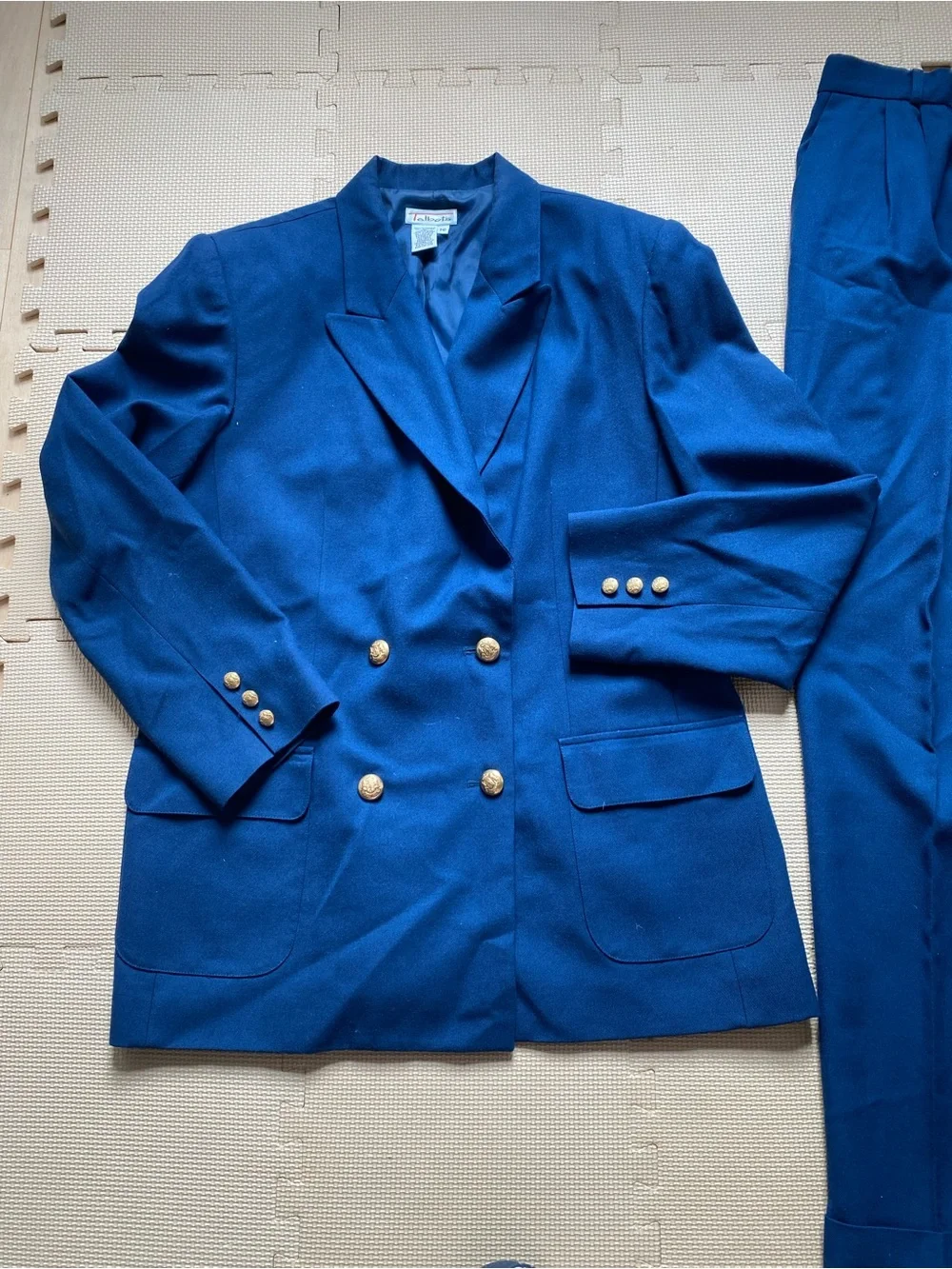 Talbots Classic Double-Breasted Navy Blazer & Trousers Set Size 16